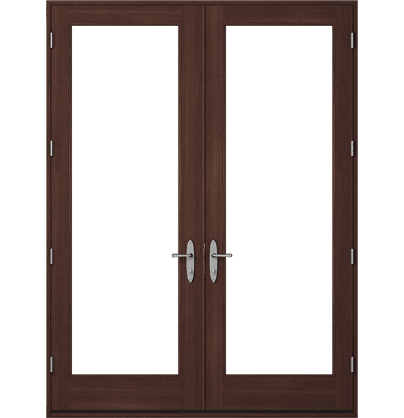 single wood entry door with three 3" grilles between the frosted glass natural wood