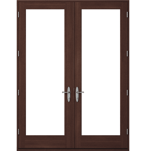 single wood entry door with three 3" grilles between the frosted glass natural wood