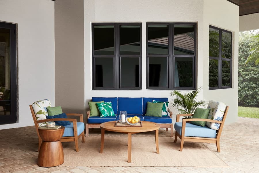 Dark Double-Hung Windows with outdoor space