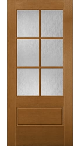 flush glazed 3/4 light entry door 3x2 grilles