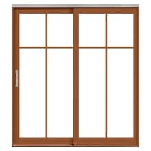 Cross lifestyle sliding patio door with cross grilles