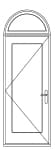 Single with half circle transom combination hinged with half circle transom
