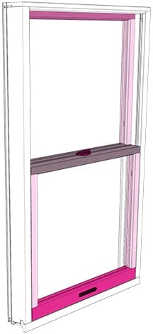 Illustration of an interior view of a double-hung window