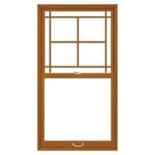12-Lite Prairie Brown wood double-hung window with divided upper sash (muntins) and plain lower sash