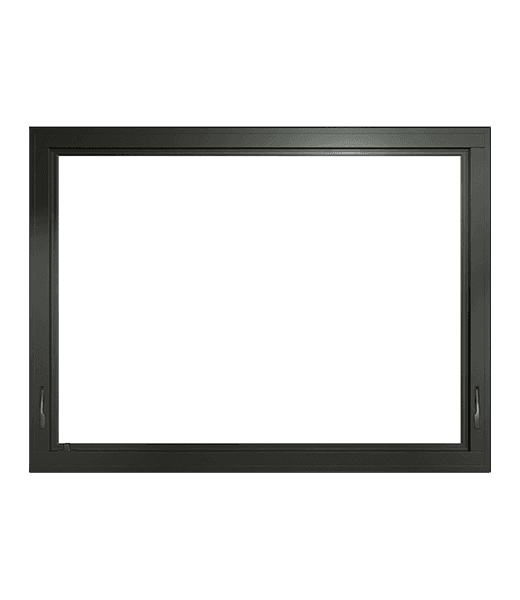 black awning window with black hardware makes for a sleek look