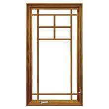 14-Lite Prairie Brown wooden window frame with upper divided-light grid (muntins) and blank lower sash on white background