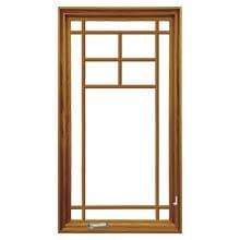 14-Lite Prairie Brown wooden window frame with upper divided-light grid (muntins) and blank lower sash on white background