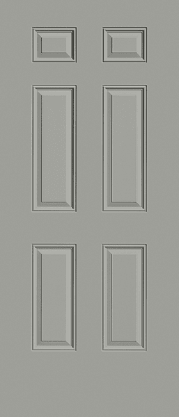 steel entry door in gray paint