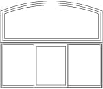 Arch head over 3 panel sliding window combination arch head over 3 panel