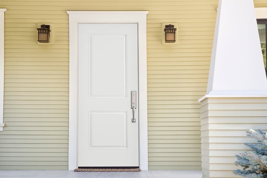 solid steel door white color baldwin hardware