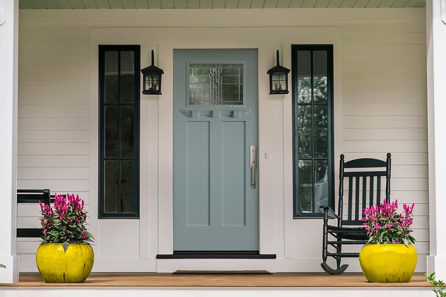 craftsman light front door frost blue finish obscure glass