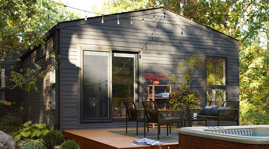 an expansive two-panel sliding patio door with blinds-between-the-glass