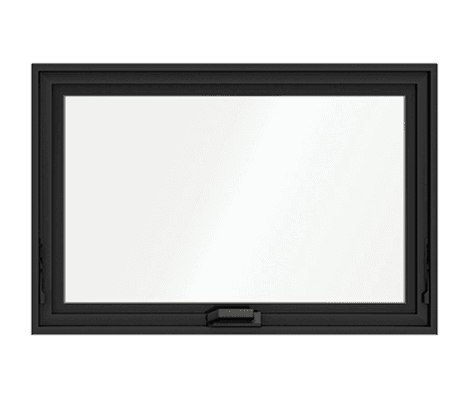 a large black aluminum awning window cutout