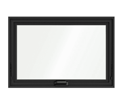 a large black aluminum awning window cutout