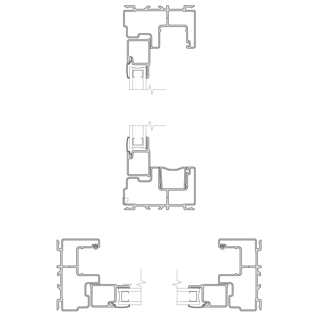 fixed sash and frame impervia window cross sections
