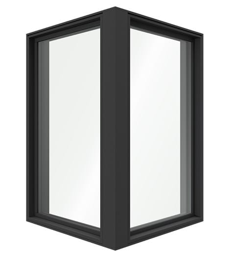 a large black 90° corner unit with with no background.