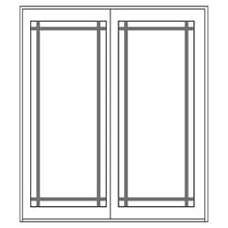 6- or 9- Lite Prairie sliding door illustration with 9-lite prairie grilles