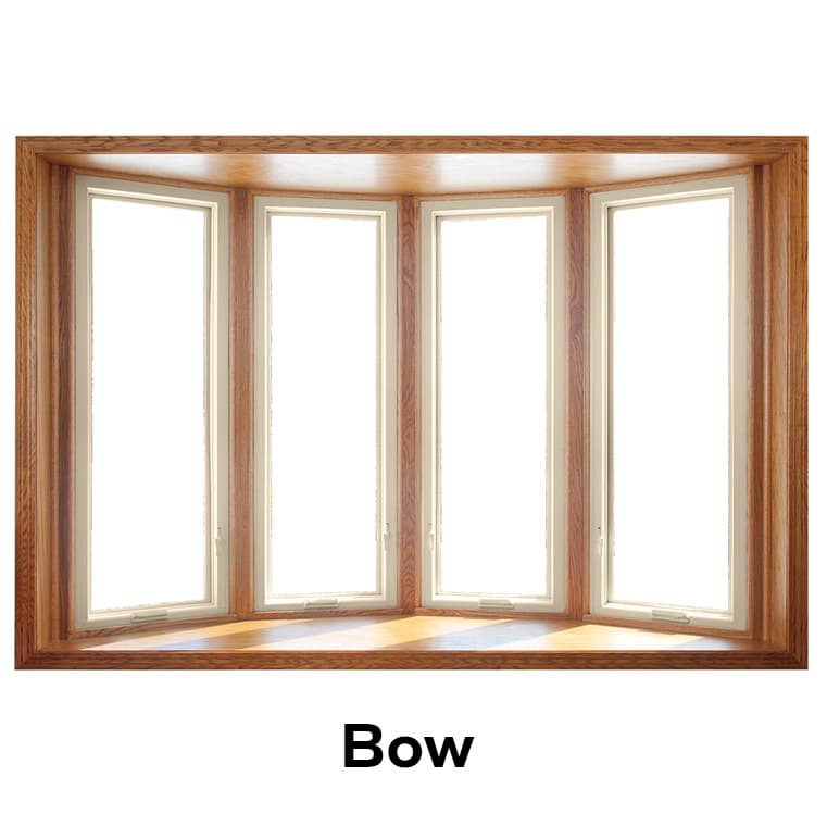 A wooden bow window featuring a four-pane design, allowing ample natural light.
