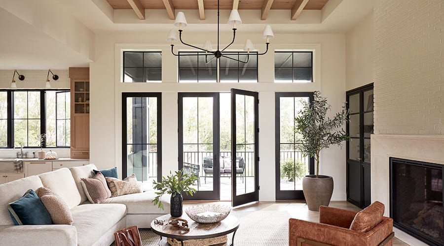 lifestyle hinged patio door two large windows on each side