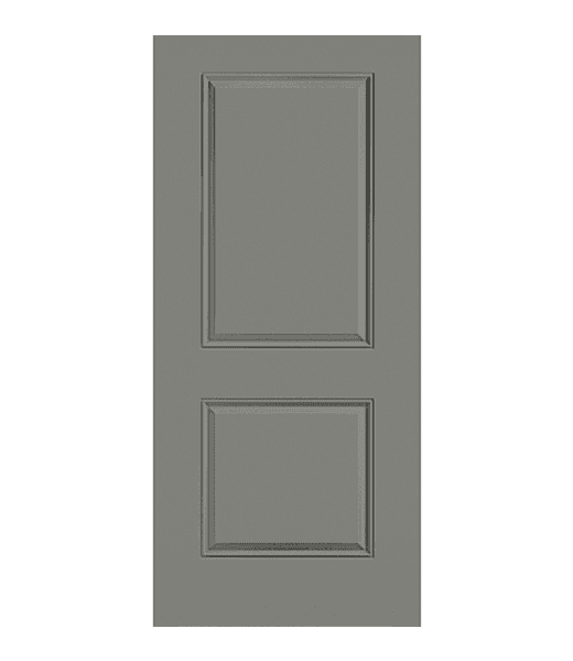 two panel gray steel entry door