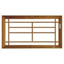 14-Lite Prairie Brown wood window frame with horizontal and vertical muntins and a silver side handle