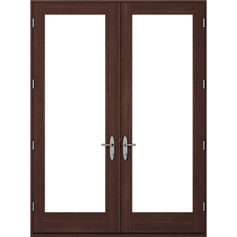 single wood entry door with four 3" grilles between the frosted glass