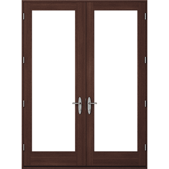 single wood entry door with four 3" grilles between the frosted glass