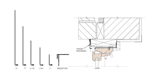 technical drawing of a typical jamb detail with frame expander