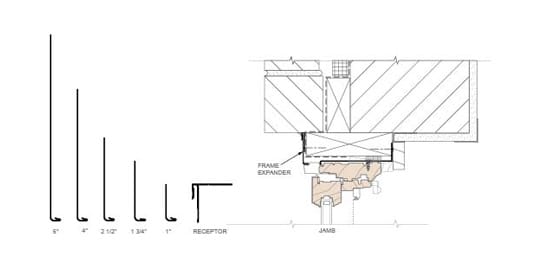 technical drawing of a typical jamb detail with frame expander