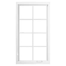 Traditional White-framed window with grid muntins, closed interior view