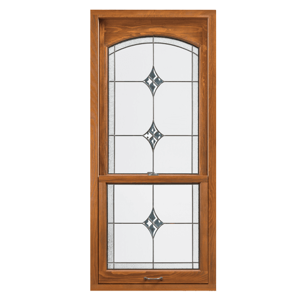 kenyon decorative glass on a custom single-hung window