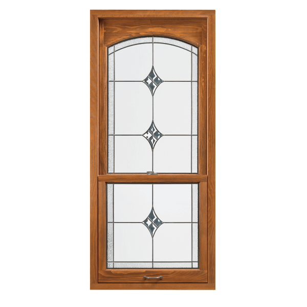 kenyon decorative glass on a custom single-hung window