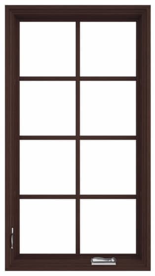 pella reserve casement window with dark finish and grilles