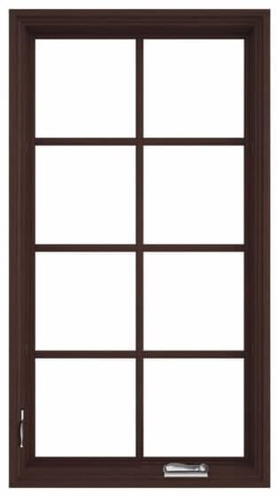 pella reserve casement window with dark finish and grilles