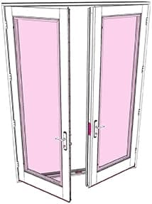 Hardware and interior parts of a hinged patio door