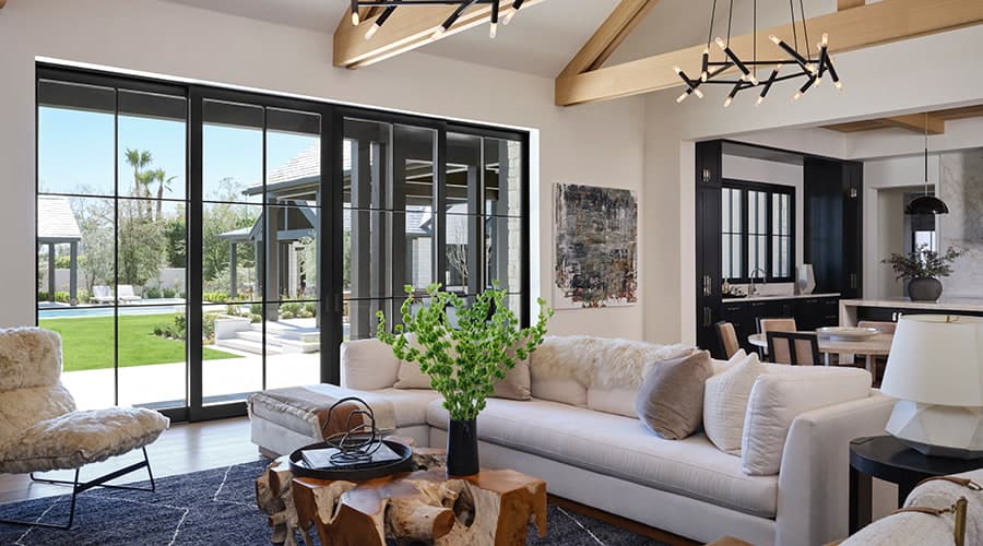 large multislide patio door slightly open from the interior