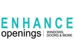 Enhance Openings Windows Doors & more logo in teal and black.