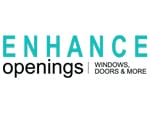 Enhance Openings Windows Doors & more logo in teal and black.