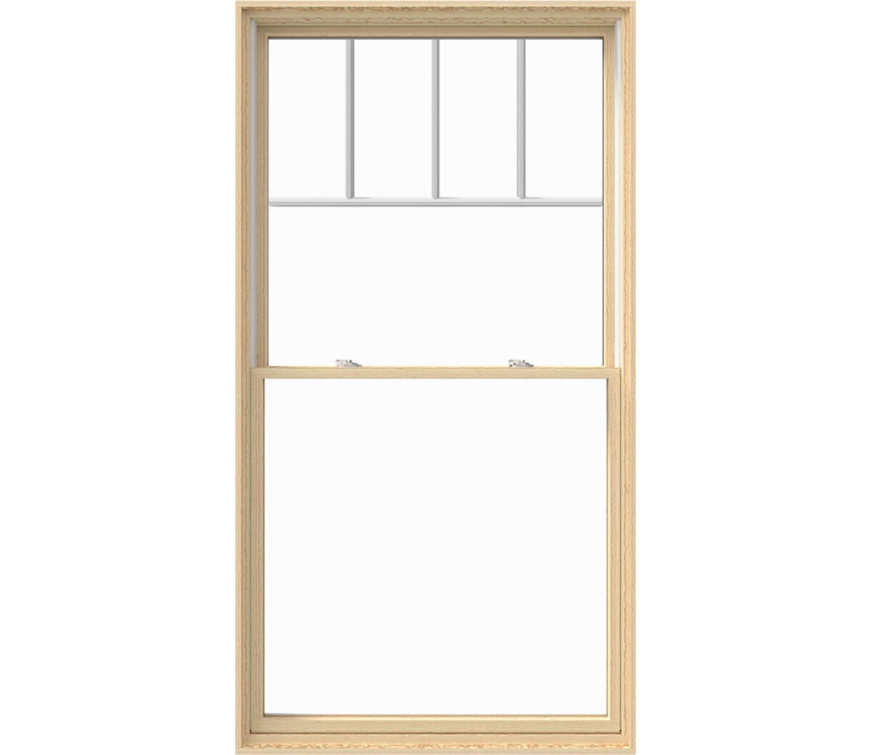 lifestyle double-hung window with cut-out background and top row grilles