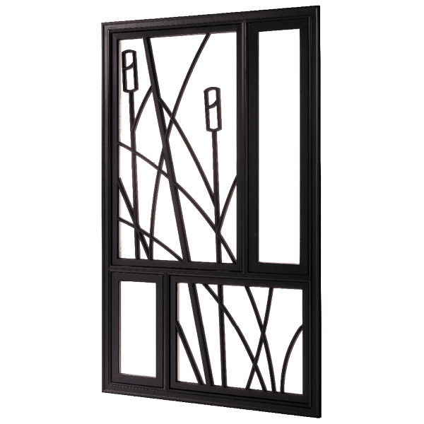 custom picture window with reeded stick design