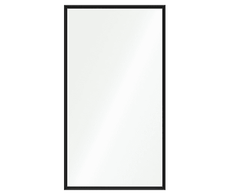 A black aluminum direct set, or fixed, window with all background removed.