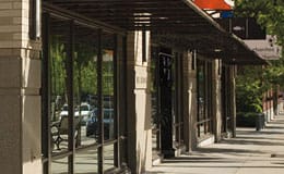 store entrance with pella commercial windows
