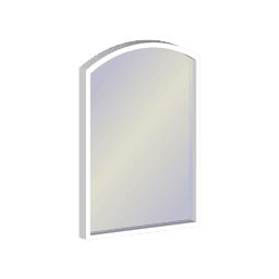 Arch Head Arched wall mirror with thin gray frame, subtle beveled edge and light reflection, casting a soft shadow on a white background