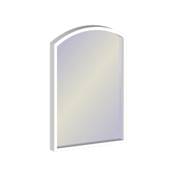 Arch Head Arched wall mirror with thin gray frame, subtle beveled edge and light reflection, casting a soft shadow on a white background