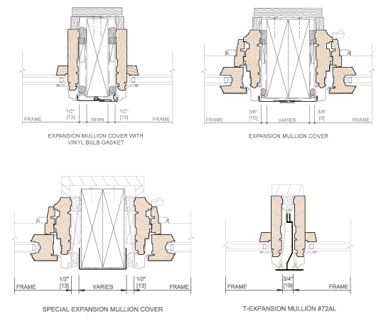 technical drawing of typical expansion mullion details