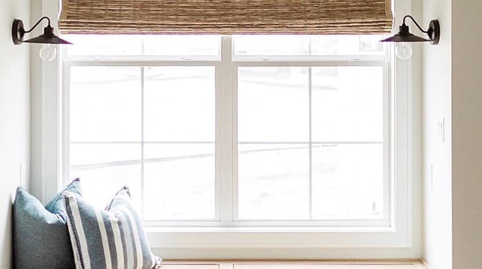top down shades on two double-hung windows
