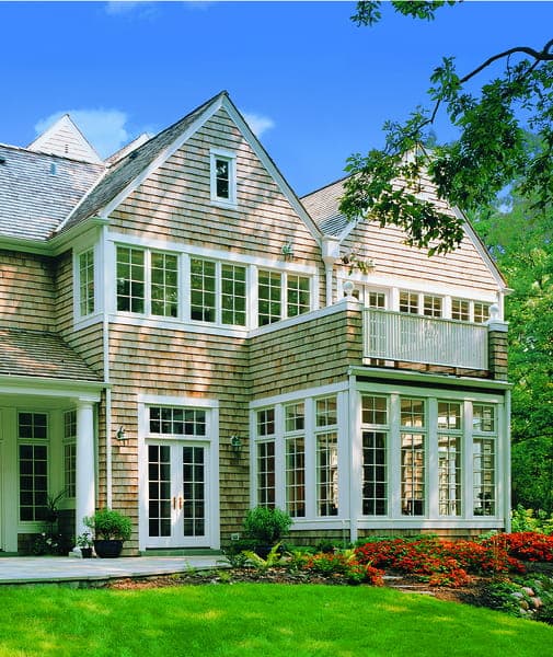 White French doors in a traditional home setting.
