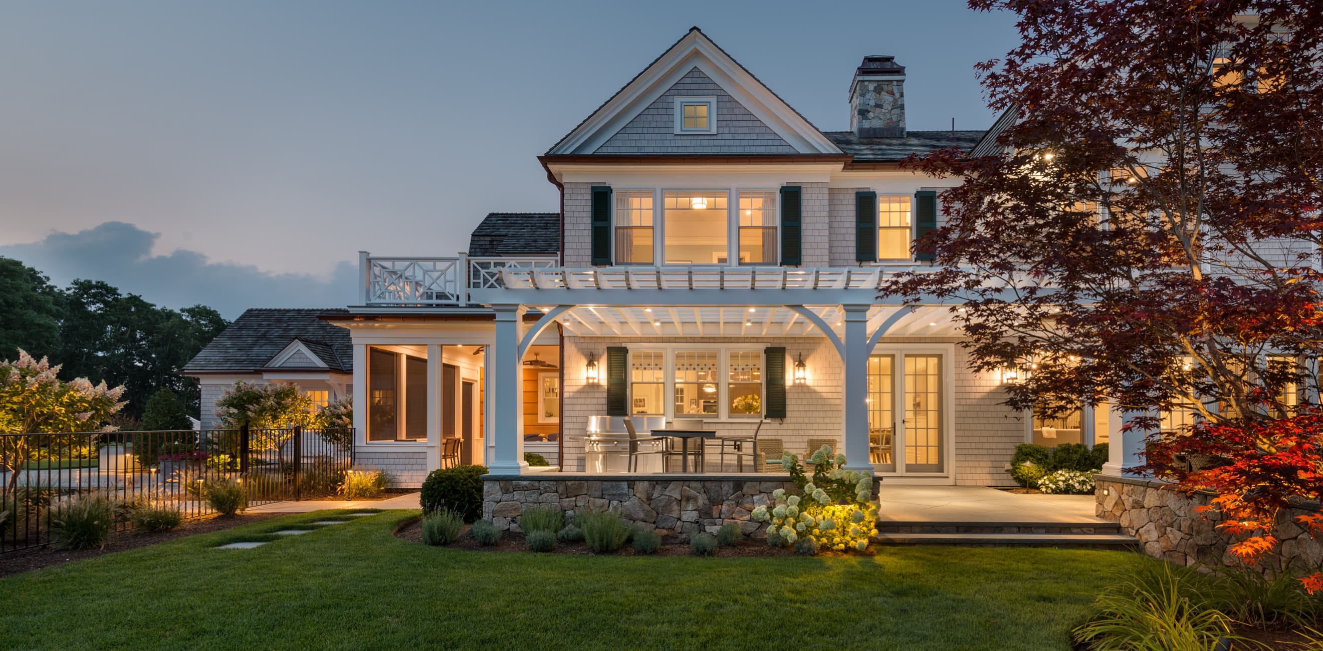 beautiful exterior home fox island with exterior lighting