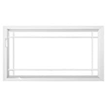 Prairie White fiberglass awning window with a prairie grille pattern