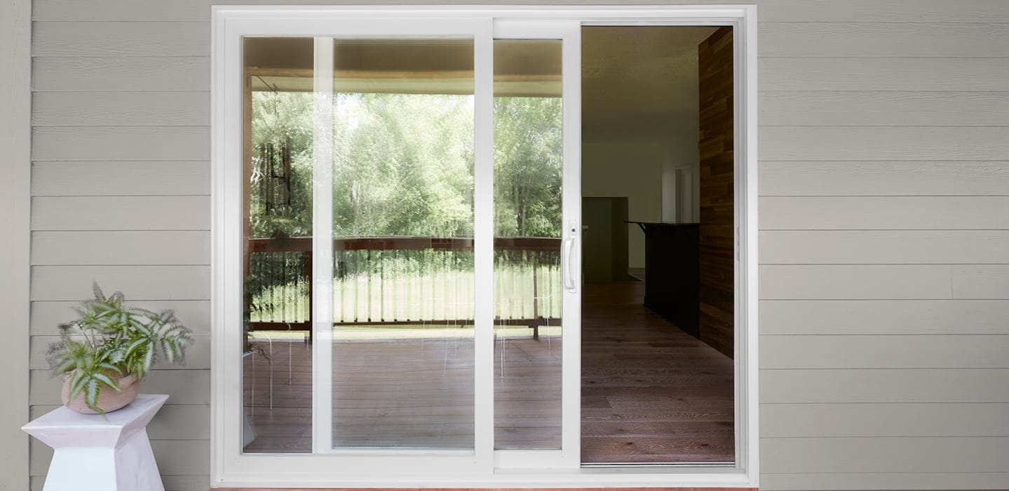 encompass sliding patio door with one panel open